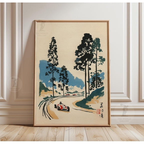 Race Car Poster Countryside Track Art Minimal Motorsport Landscape Print 2