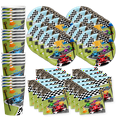 thumbnail image 1 of Race Car Racing Birthday Party Supplies Set Plates Napkins Cups Tableware Kit For 16, 1 of 8