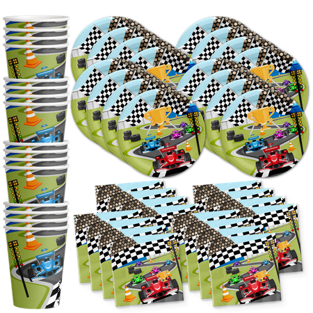 Race Car Racing Birthday Party Supplies Set Plates Napkins Cups Tableware Kit For 16