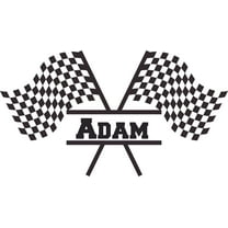Race Car Racing Flag Wheels Cartoon Character Personalized Wall Decal Custom Vinyl Wall Art Personalized Name - Baby Girls Boys Kids Nursery Daycare Decor Wall Stickers Decorations Size (12x20 inch)