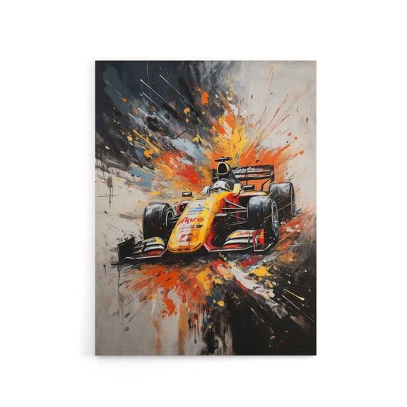 Race Car Racing Scene Paint Splat Canvas Wall Art Print 24X32"