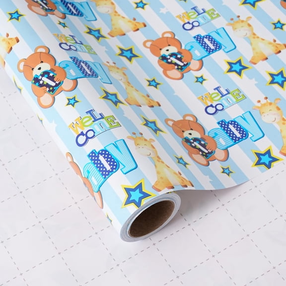 Race Car Reversible Wrapping Paper Roll - Gift Wrap with Black & White Checkered Flag on Reverse- Perfect for Holidays, Birthdays, Babay Shower and Christmas - 17.5 in x 33 ft (48 sq. ft)