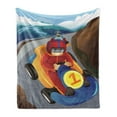 thumbnail image 1 of Race Car Soft Flannel Fleece Throw Blanket, Close Up Scene of 2 Children in a Go Kart Like Setting Down a Mountain Road, Cozy Plush for Indoor and Outdoor Use, 50" x 70", Multicolor, by Ambesonne, 1 of 5