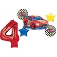 thumbnail image 1 of Race Car Theme 4th Birthday Party Supplies Stock Car Balloon Bouquet Decorations, 1 of 6