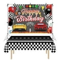thumbnail image 1 of Race Car Themed Birthday Party Backdrop And Tablecloth Set, 54x108 Inch Tablecloth with 43x71 Inch Photo Background Racing Backdrop for Birthday Tablecover and Banner for Party Decoration, 1 of 7
