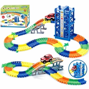 Race Car Track Set Flexible with Lift Create Your Track 120 Pcs for Boys Girls +3 Years