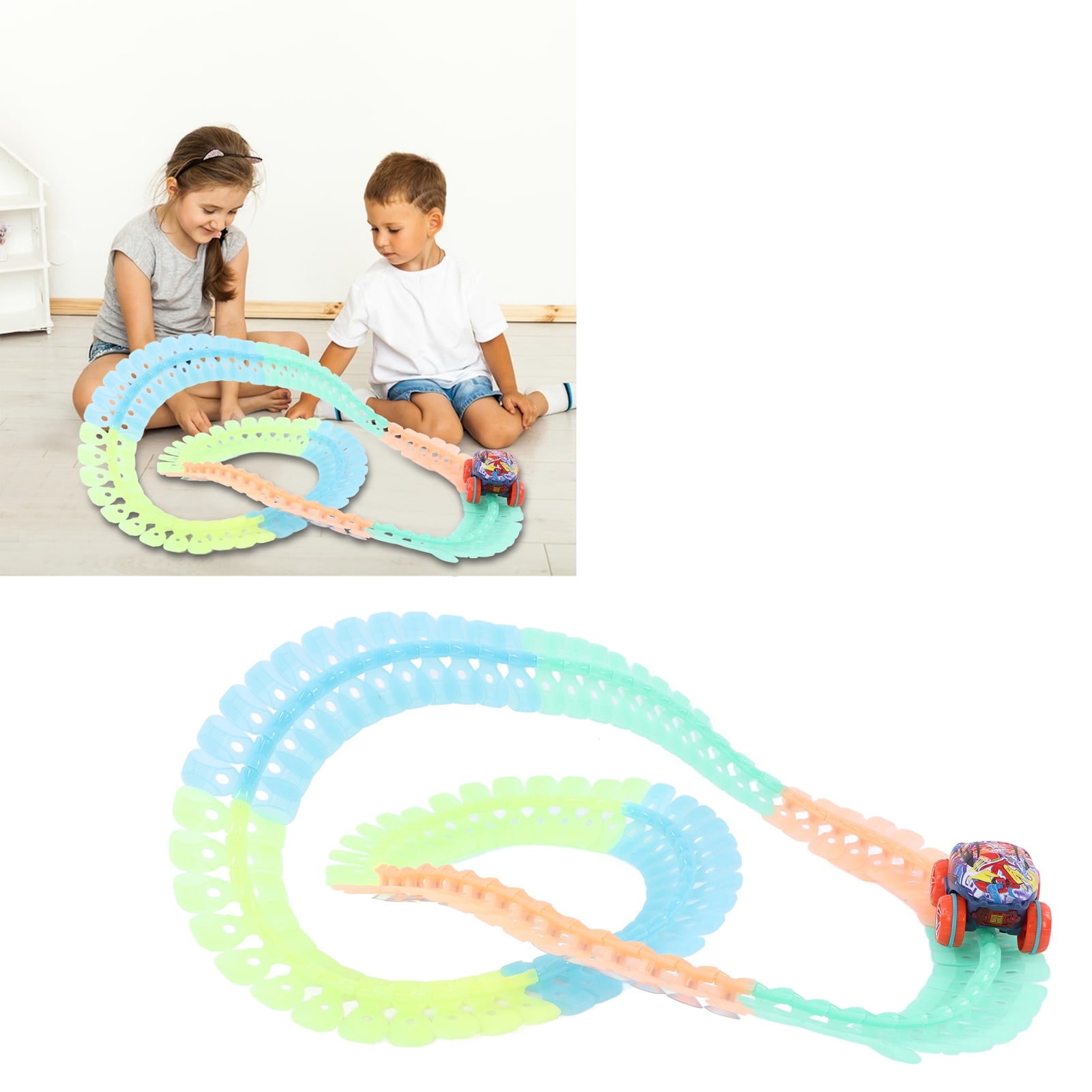 Race Car Track Set, In Dark Soft Race Car Track Building Toy, Flexible
