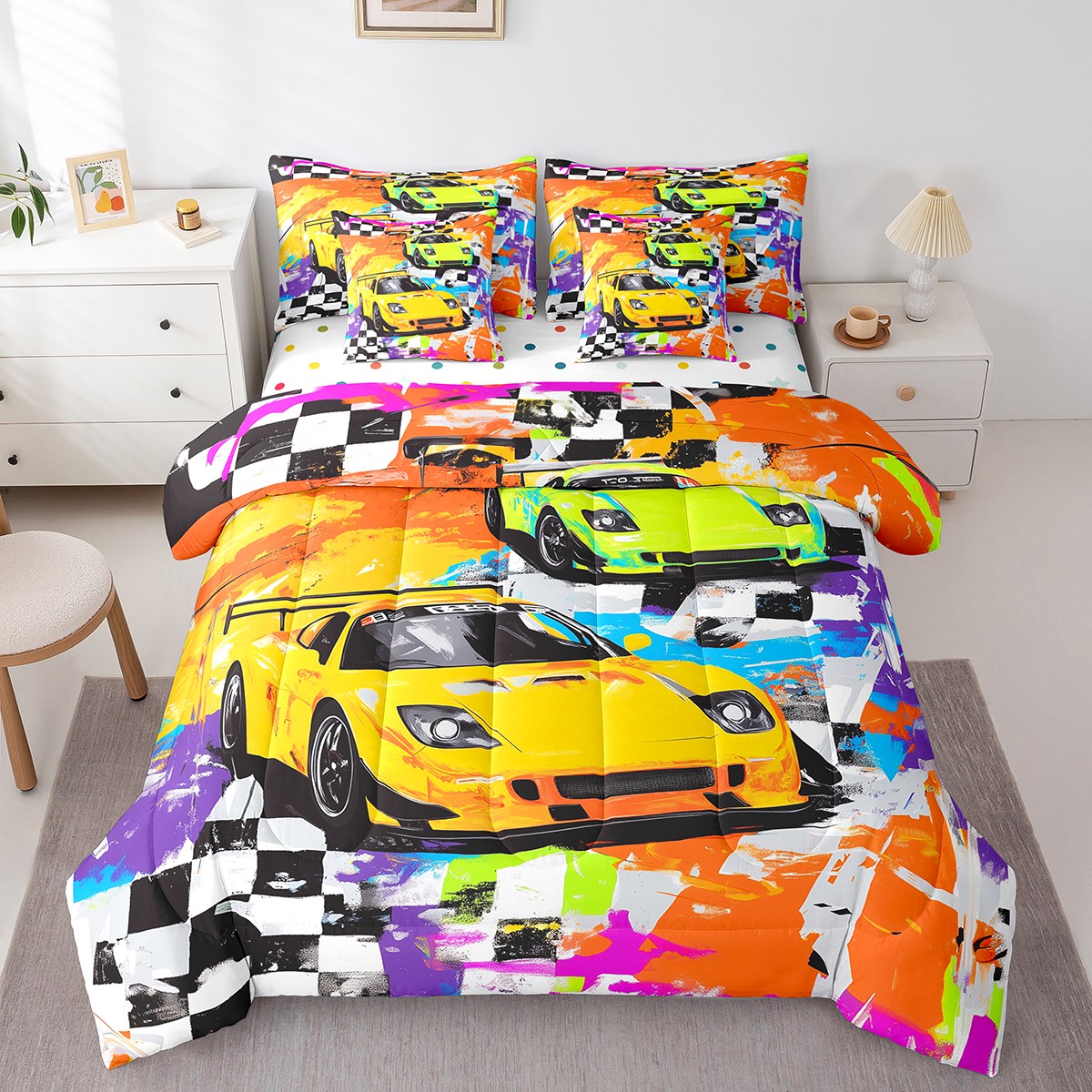 Race Car Twin Comforter Set 7 Piece Cool Speed Sports Car Bedding Set race-car-twin-comforter-set-7-piece-cool-speed-sports-car-bedding-set