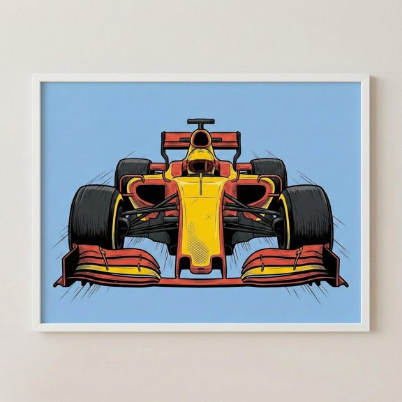 Race Car Vibrant Yellow Wall Art Formula Style Racing Poster Modern Sports Decor Boys Room Decor Speed Enthusiast Gift Racing Fan Print