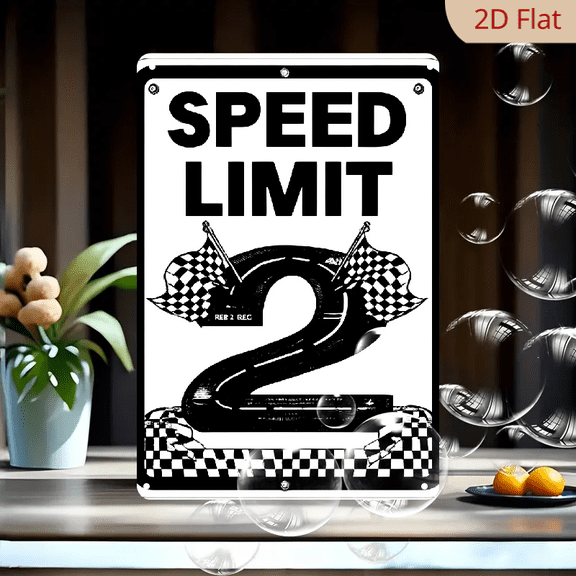 Race Cars Speed Limit 2 Wall Sign - Vintage Metal Boys Room Decor with Speeding Cars Design - Funny Kids' party Decoration for Man Cave, Bedroom - Retro Tin Plaque 8x12 Inch Themed Gift for B