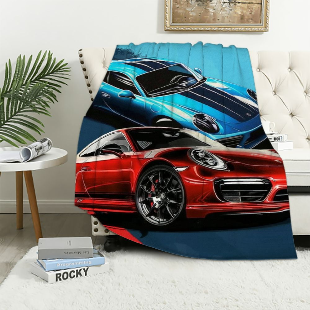 Race Cars Throw Blanket for Bed Sofa Couch,Sports Car Fuzzy Blanket All