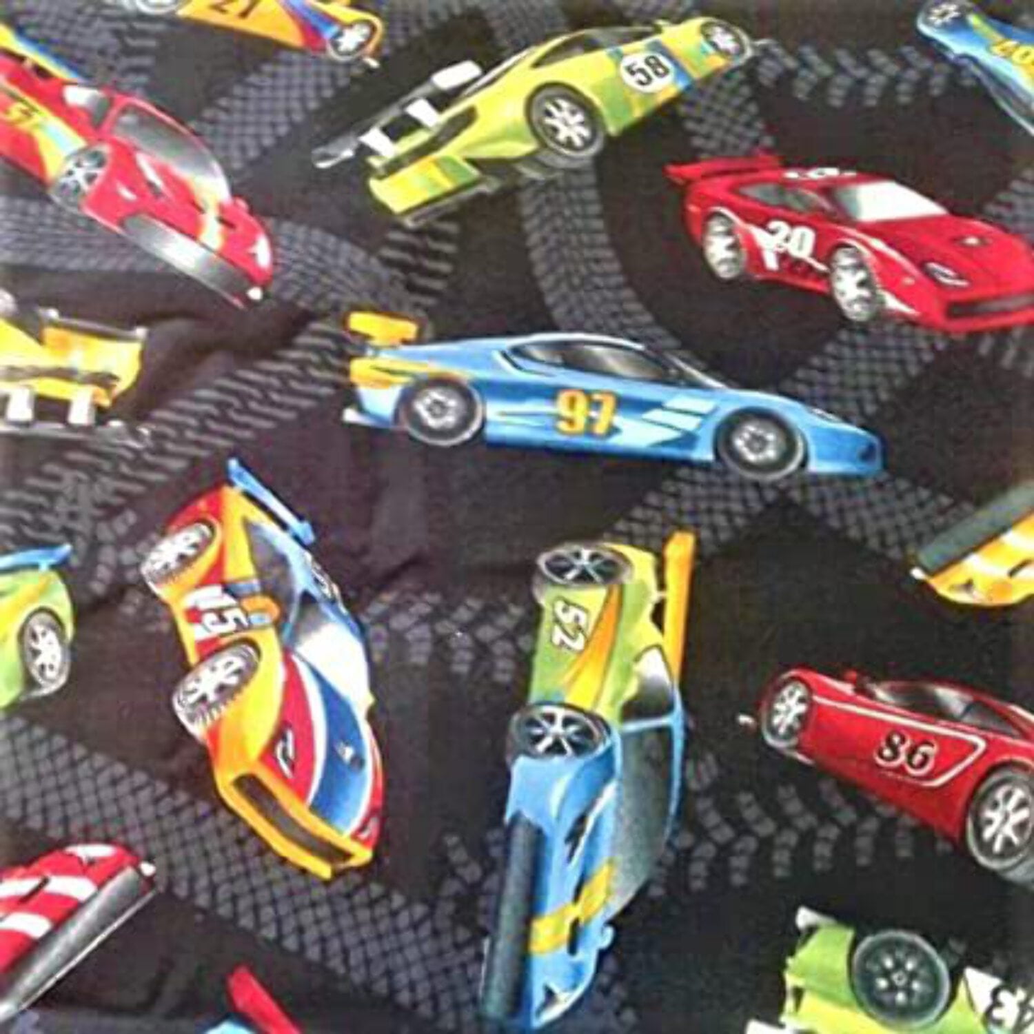Cotton Wheel Racers Race Cars Tire Tracks Cotton Fabric - Walmart.com