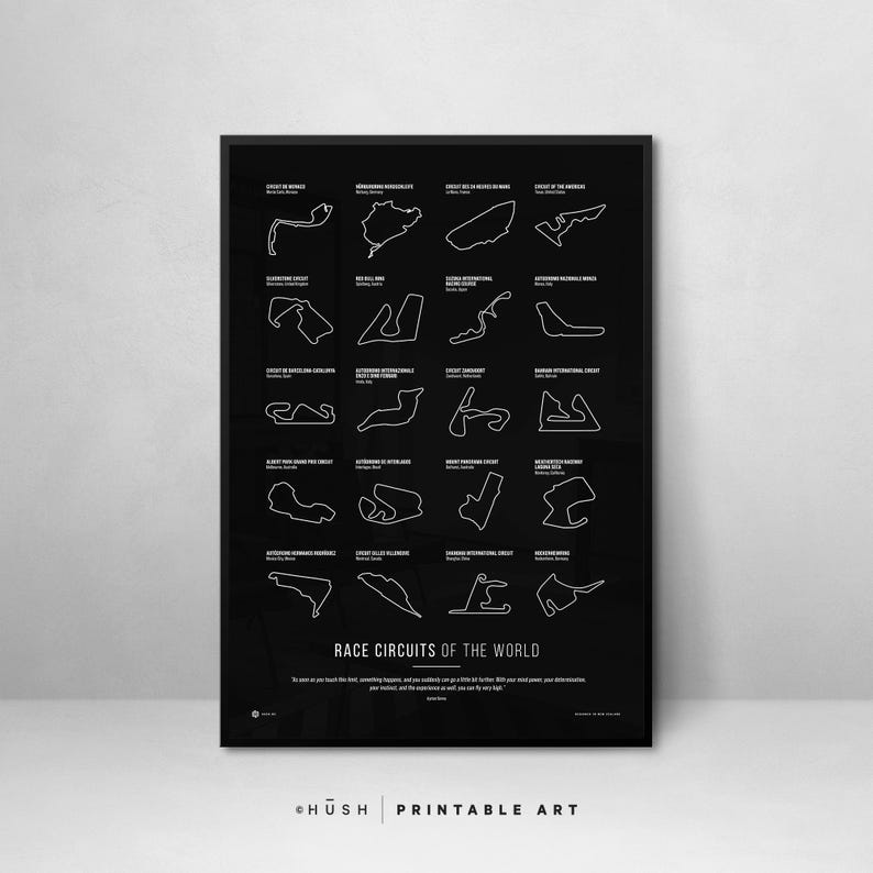 Race Circuits of the World F1 Track Map Collection Poster 8x12 UNFRAMED ...