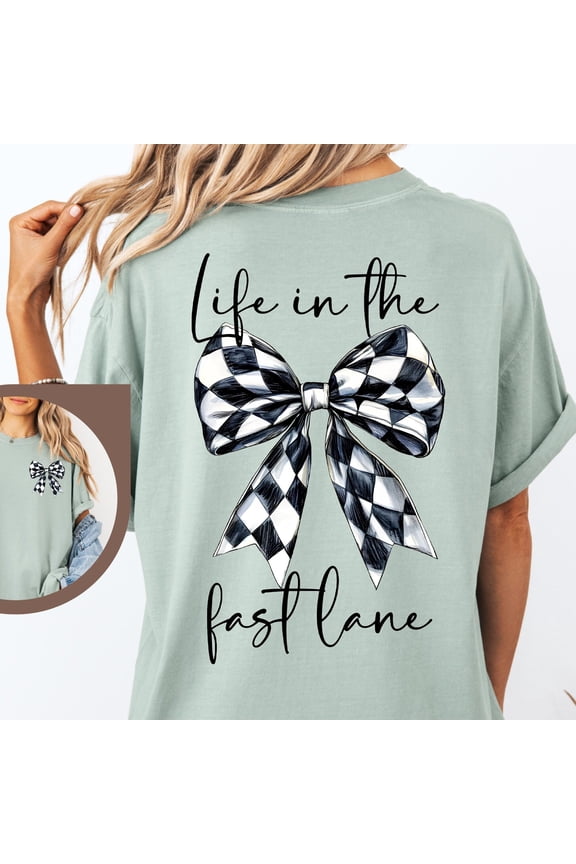 Race Day Shirt Race Track Tee Checkered Flag Bow Racing Mom Gift Drag Racing Racer Girl Ra
