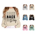 thumbnail image 1 of Race Day Sweatshirts for Women Long Sleeve Crewneck Drop Shoulder Racing Lover Sweatshirt Pullover Tops, 1 of 4
