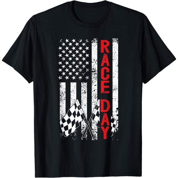 Race Day Us Flag Checkered Car Racing Day Race Days T-Shirt - Walmart.com