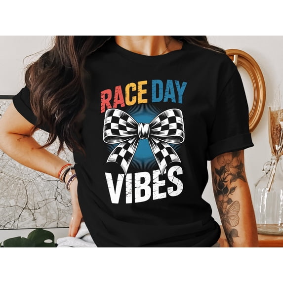 Race Day Vibes T-Shirt, Checkered Flag, Unisex Tops, Racing Fan Apparel ...