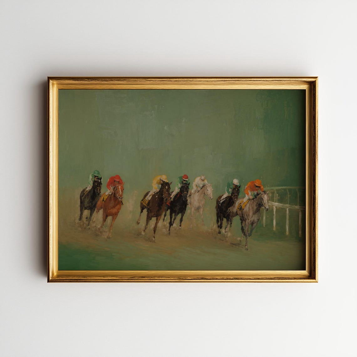Race Day Wall Art Print, Vintage Equestrian Horse Racing Action Decor ...