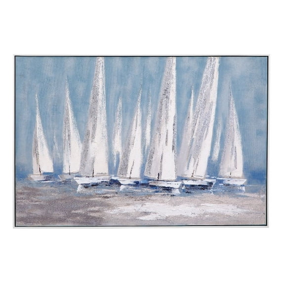 Race Day in Blue Gallery Wrapped Canvas Fabric