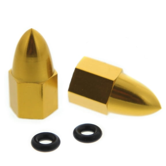 Race-Driven Bullet Tire Valve Cap Wheel Air Port Dust Cover Stem Caps Kit - Gold