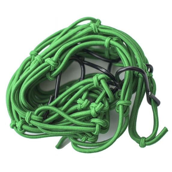 Race-Driven Motorcycle ATV Cargo Net 15 x 15 inch with 6 Hooks Mesh Web - Green