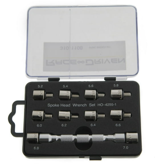 Race-Driven Pro Series Spoke Head Wrench Set with 10 Heads No Slip Handle Wrench