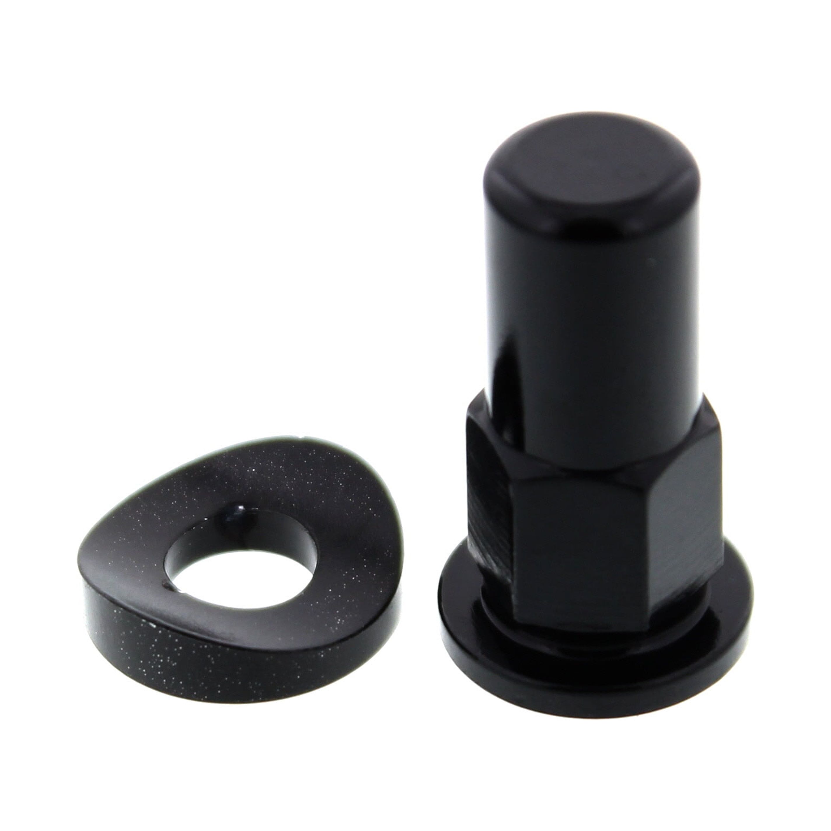 Race-Driven Tower Tire Valve Wheel Air Port Dust Cover Stem Cap Caps x2 - Black
