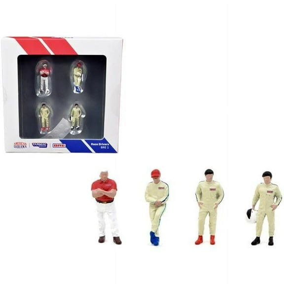 Race Drivers BRE Brock Racing 4 pc Figure Set, Asstd - American Diorama T64F-06-BRE1 - 1/64 Scale Figurine - Diorama Accessory