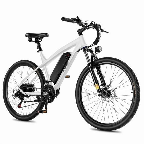 Actbest Electric Bike for Adults 21-Speed 27.5" Ebike, Up to 28MPH, Peak 1200W Brushless Motor, Removable Battery, Mountain Electric Bicycle with Fork Suspension (White)