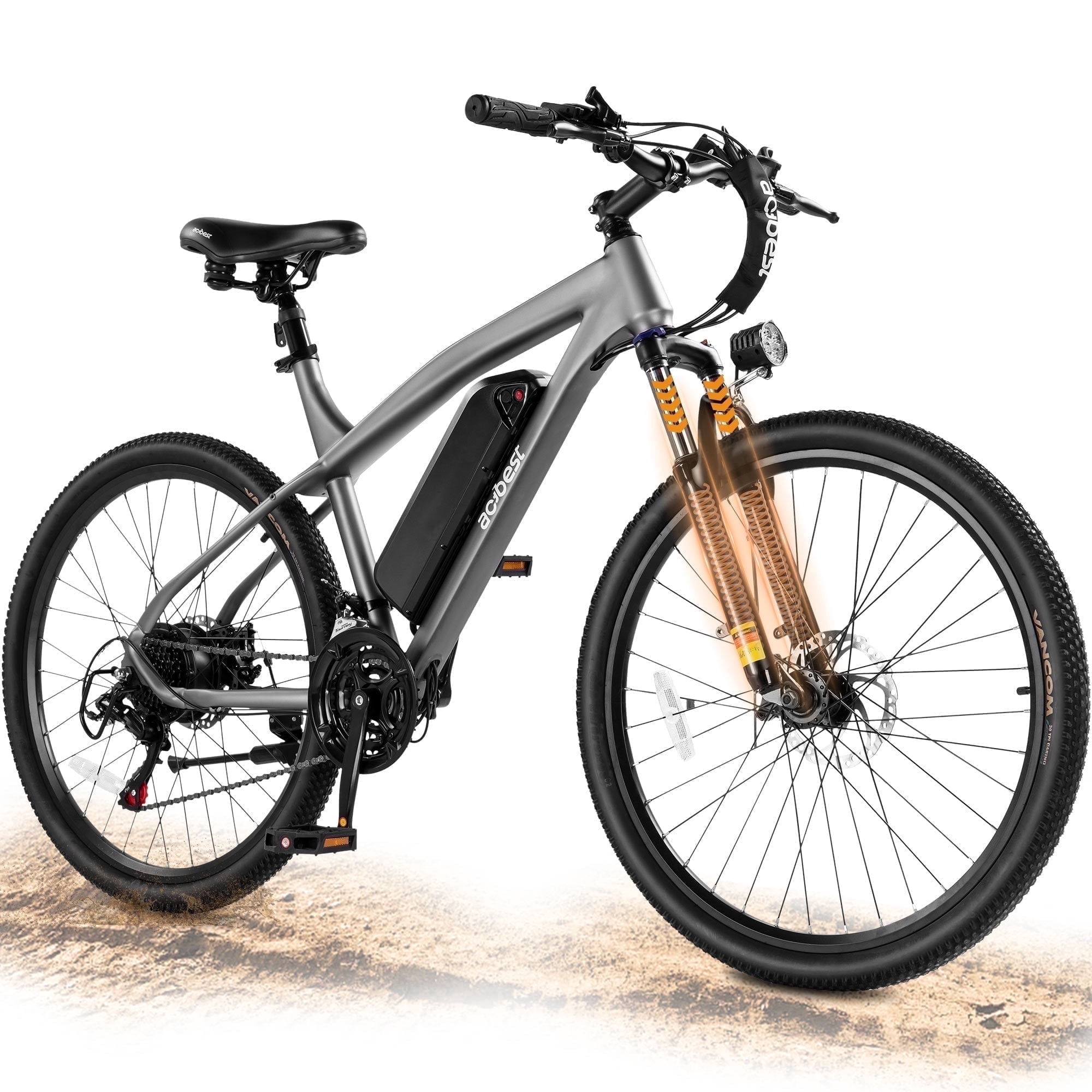 Electric Bike for Adults 21-Speed 27.5" Ebike, Up to 28MPH, Peak 1200W Brushless Motor, Removable Battery, Mountain Electric Bicycle with Fork Suspension (Grey)