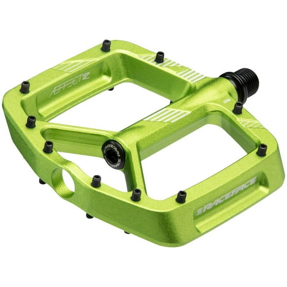 RaceFace Aeffect R Platform MTB Pedals 9/16" Aluminum Body Removable Pins Green