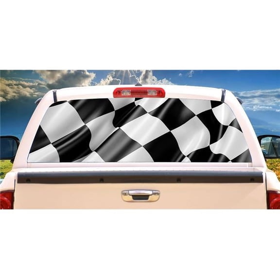 Race Flag Rear Window Graphic Truck View Thru Vinyl Back Decal