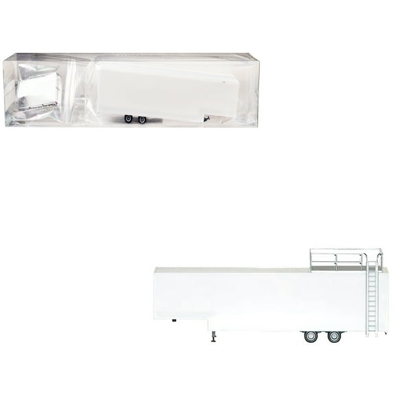 Race Horse Transport Trailer White 1/87 (HO) Plastic Model by Promotex