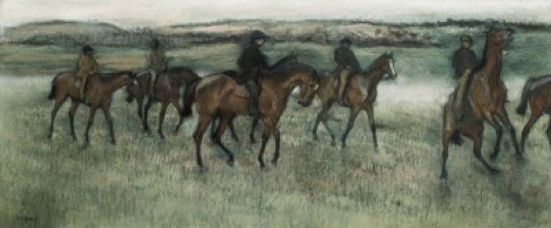 Race Horses Edgar Degas (1834-1917 French) Pastel Pushkin Museum of Fine Arts Moscow Russia Canvas Art - Edgar Degas (18 x 24)