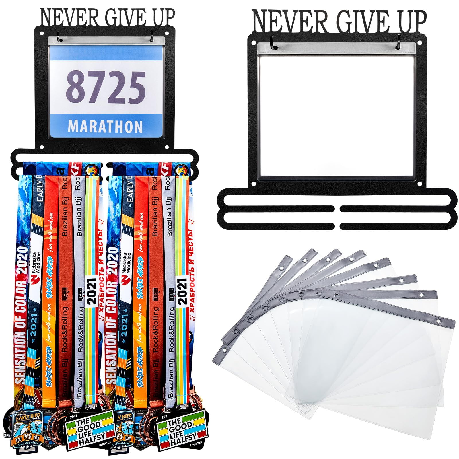 Race Medal Display Wall Mounted Medal Hanger Running Bib and Medal ...