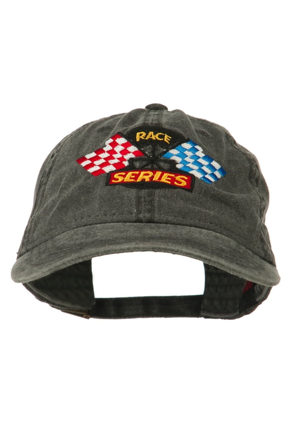 Race Series Flags Embroidered Washed Cap - Black OSFM