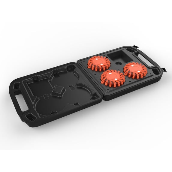 Race Sport 3-Piece LED DISC Flare Emergency Safety Kit w/ Charge Case, Car & Wall Charger, USB - Amber