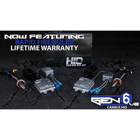 Race Sport H4B-5K-G6v2 - GEN6v2 H4-2 5,500 Kelvin High/Low Canbus Quick Start HID SLIM 99% Plug-&-Play Kit with Lifetime Warranty