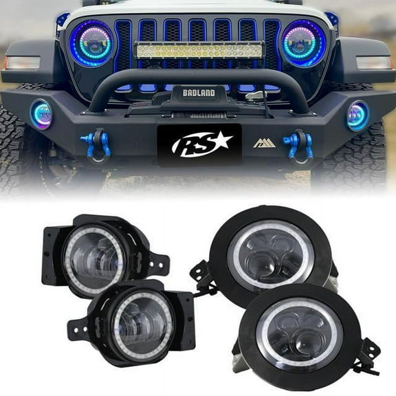 Race Sport Lighting 9 in. Adapted Headlight & 4 in. Fog Light ColorSMART Combo Complete RGB Multi Color Kit