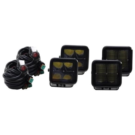 Race Sport Lighting Fit The Ultimate HD Truck Fog Light Auxiliary Kit with 2 Blacked Out Spots 2 Blacked Out Floods and 2 Dual Output Harness SFHCFLK
