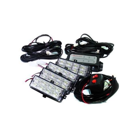 Race Sport RS-281-4LED-BR - (4) LED Grille Strobe Light Kit (Blue/Red)
