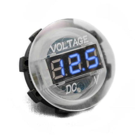 Race Sport RS4011WB - White Digital Volt Meter Round Gauge with Blue LED Lighting - 12 volt operation range