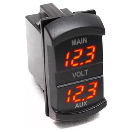 Race Sport RS50888 - Rocker Switch sized Dual Volt Meter 10-60V