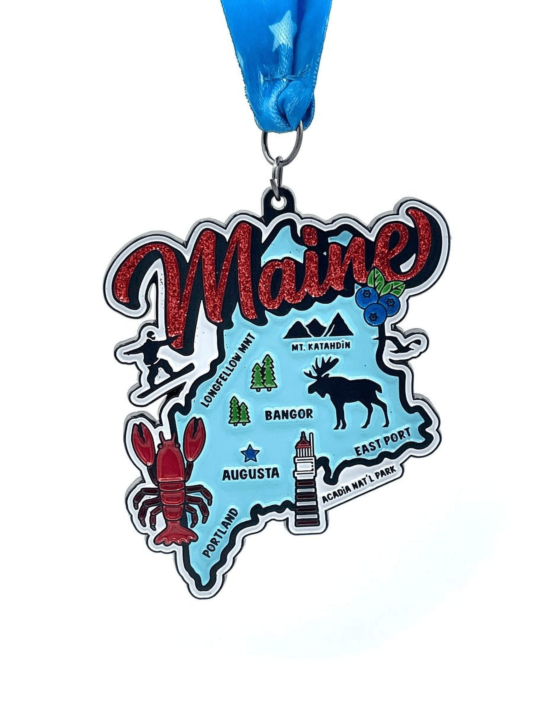 Race Through Maine Medal and Bib