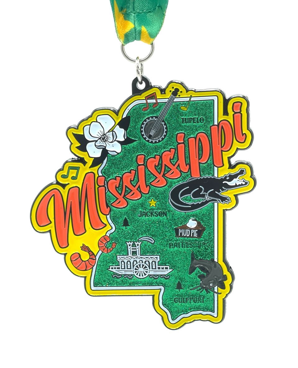 Race Through Alabama Virtual Running Event - Medal & Bib For Feeding America, Choose Your Distance 1M To 50M