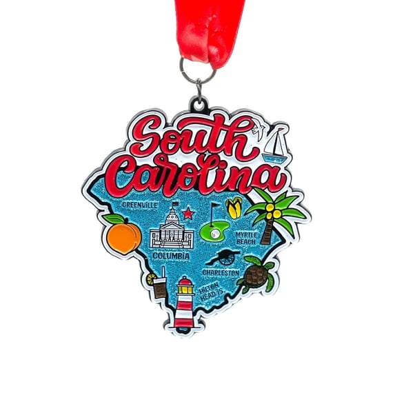 Race Through South Carolina Medal and Bib