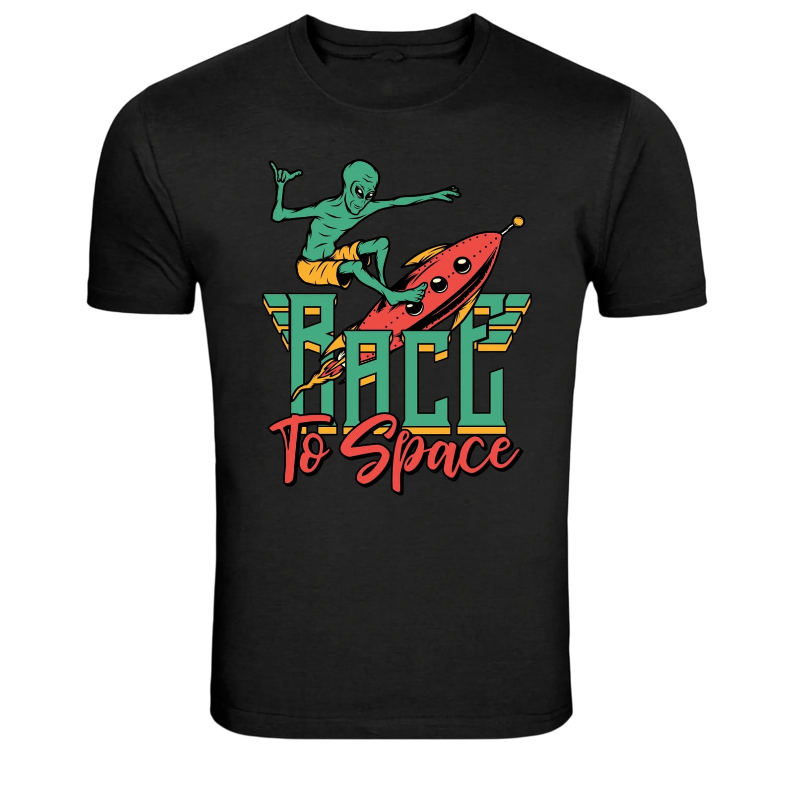 Race To Space Surfing Alien Rocket Graphic T-Shirt