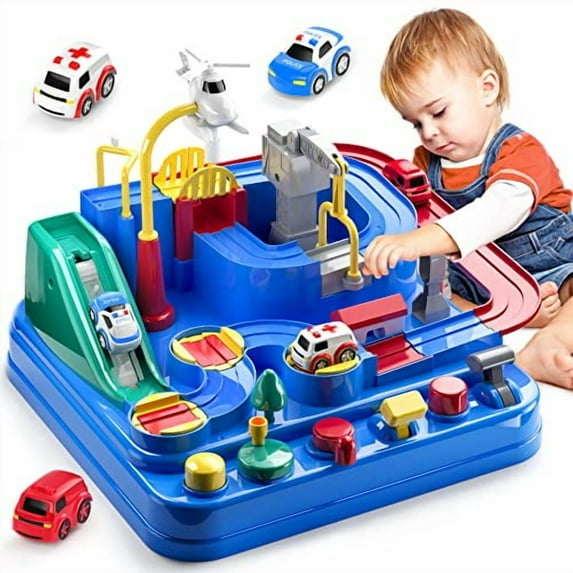 Race Track Car Toys for Kids 3 4 5 6 Years Old - City Adventures Set for Boys 3-5 Years Old,Boys Toys for Toddlers 3-4 Years with 3 Small Cars,Educational Games Boys Gifts 3-4