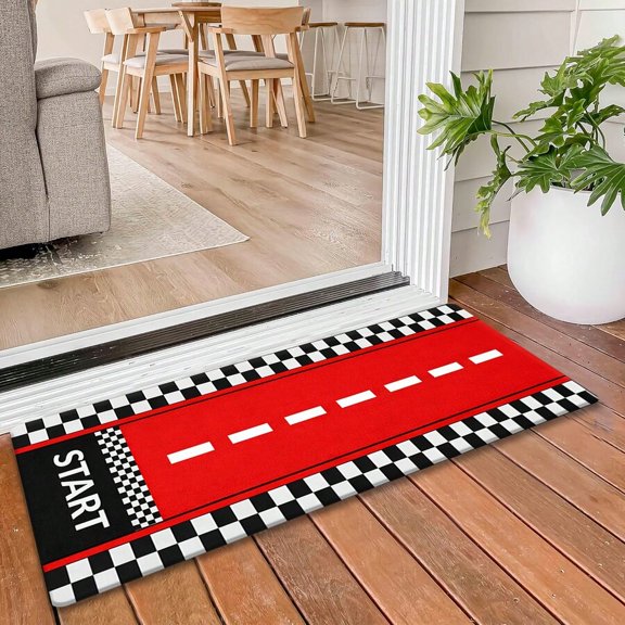 Race Track Runner Mat Multicolor Non-Slip Floor Mat For Entryway Living Room