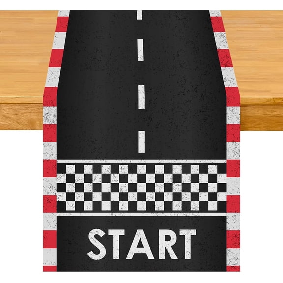 Race Track Table Runner for Home Party Decorations Seasonal Summer Washable Kitchen Dining Table Decor for Birthday Party Coffee Table Family Dinners Holiday Wedding 13x72 Inch